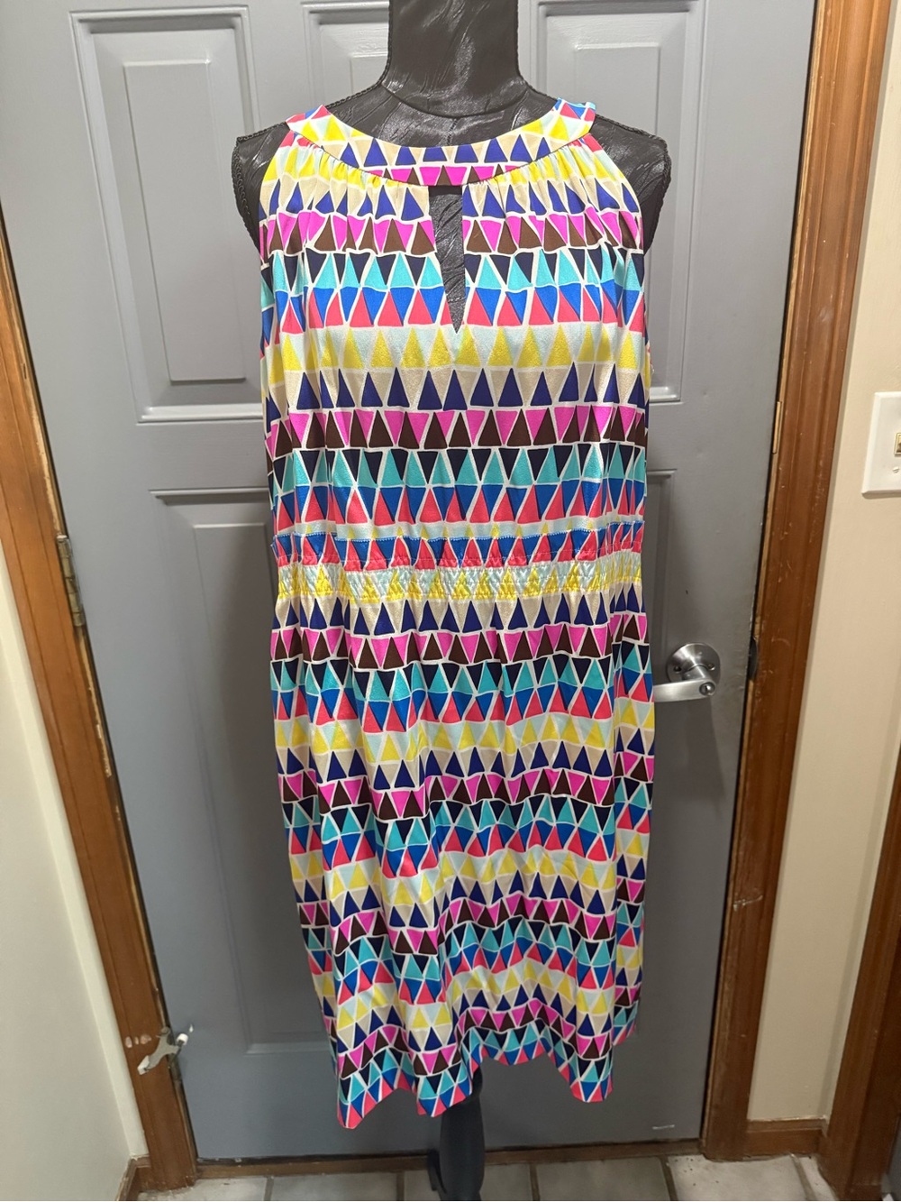 Kate Spade Ellina 100% Silk Geometric Sleeveless Dress - Size 14